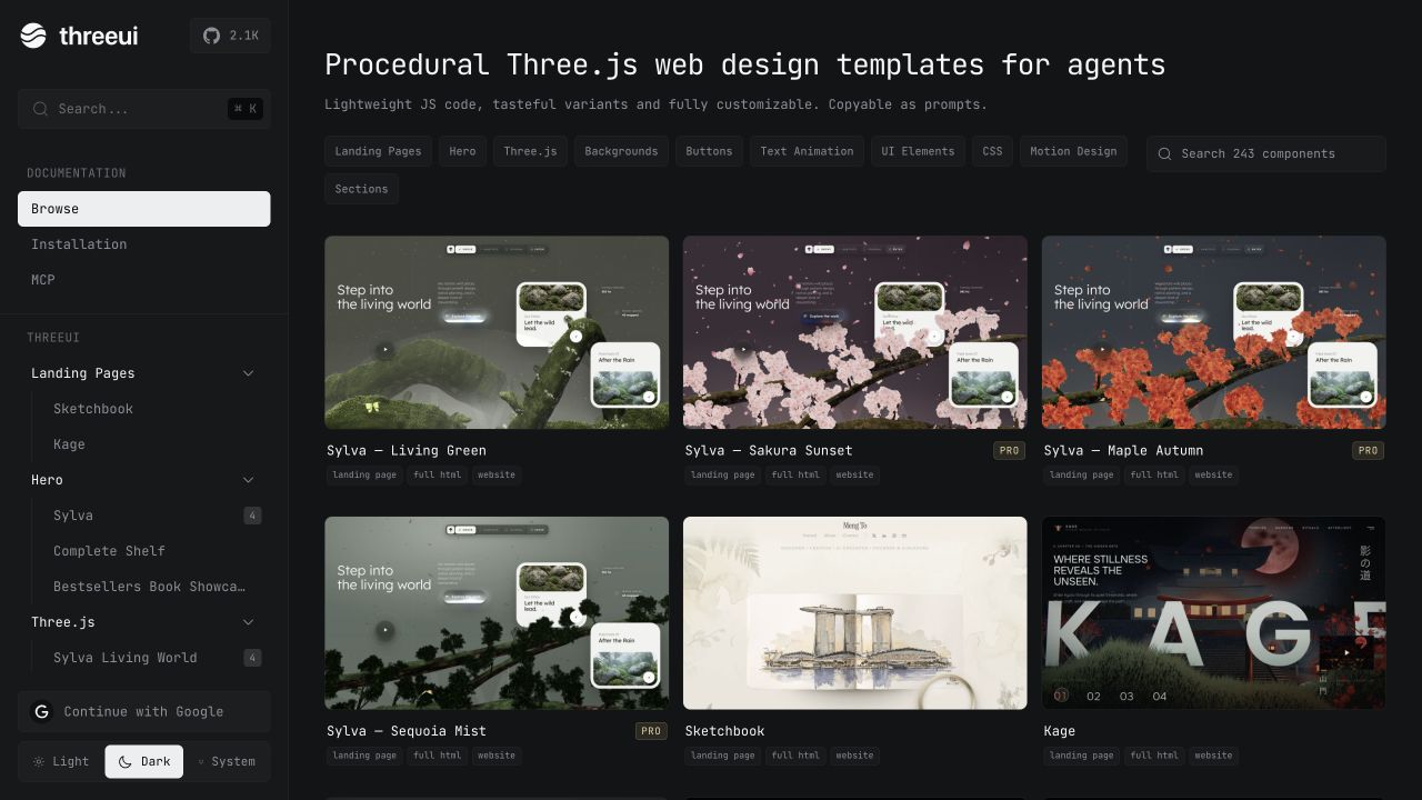 threeui website preview